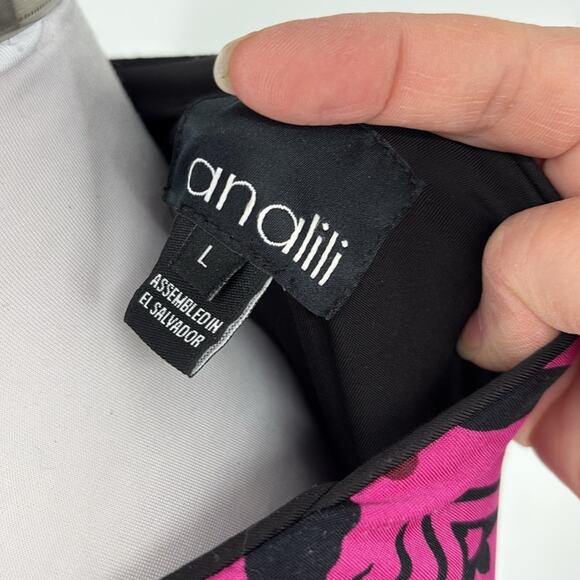 Analili Womens Long Sleeve Stretch Knit Dress Pink Wine Gray Black Medallion L - Picture 3 of 16